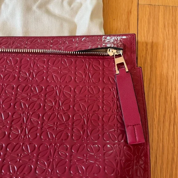 Authentic Loewe Embossed Red Pouch / Clutch